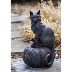 Campania International Cat on Pumpkin Sculpture Statue